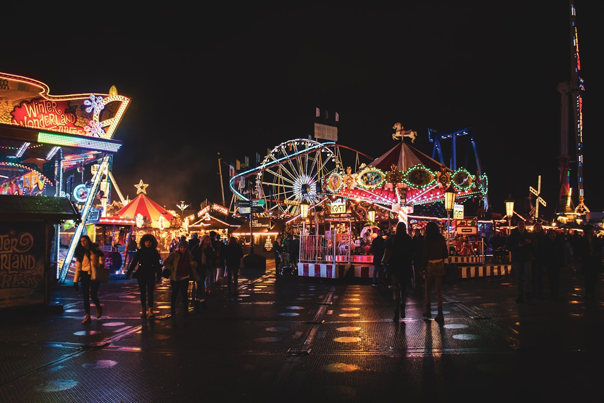 Colourful carnival ride lights