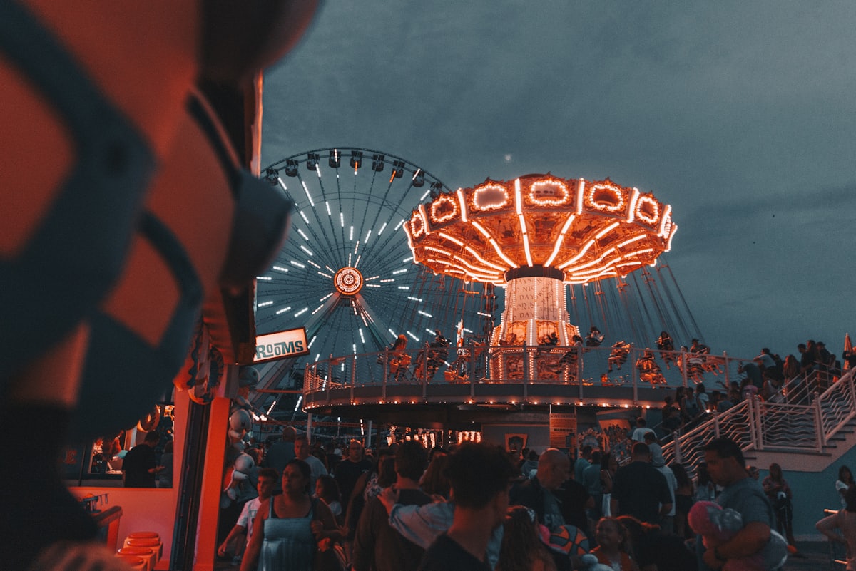 Carnival swing ride in motion